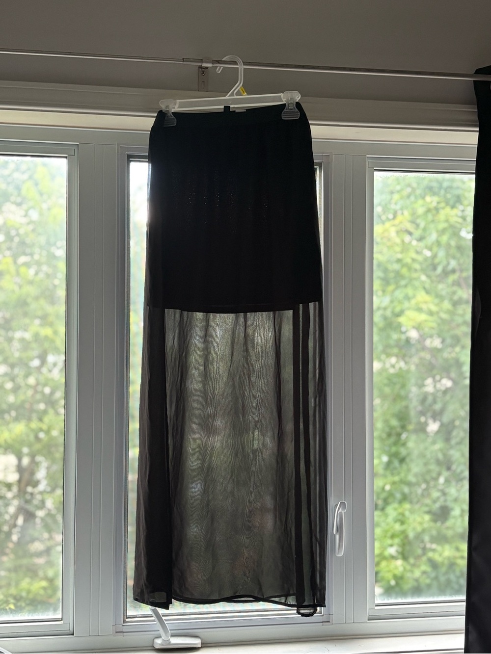 Black Sheer Maxi Skirt with Solid Mini Lining